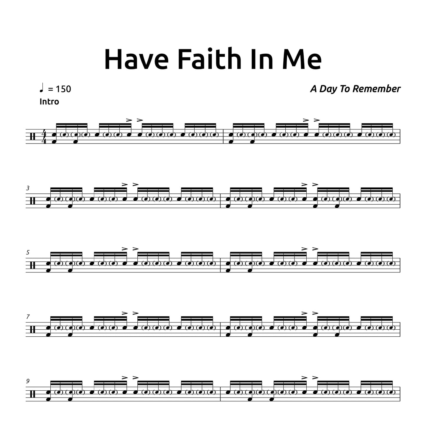 Have Faith In Me - A Day To Remember - Drum Sheet Music PDF Download