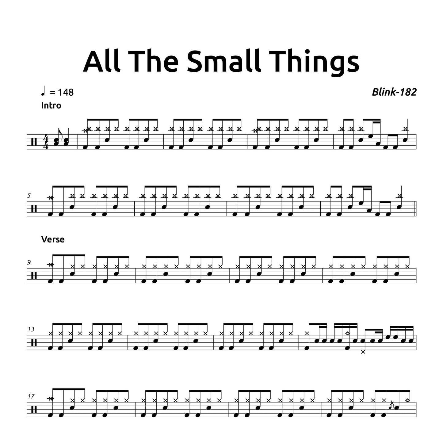 All The Small Things - Blink-182 - Drum Sheet Music - PDF Download