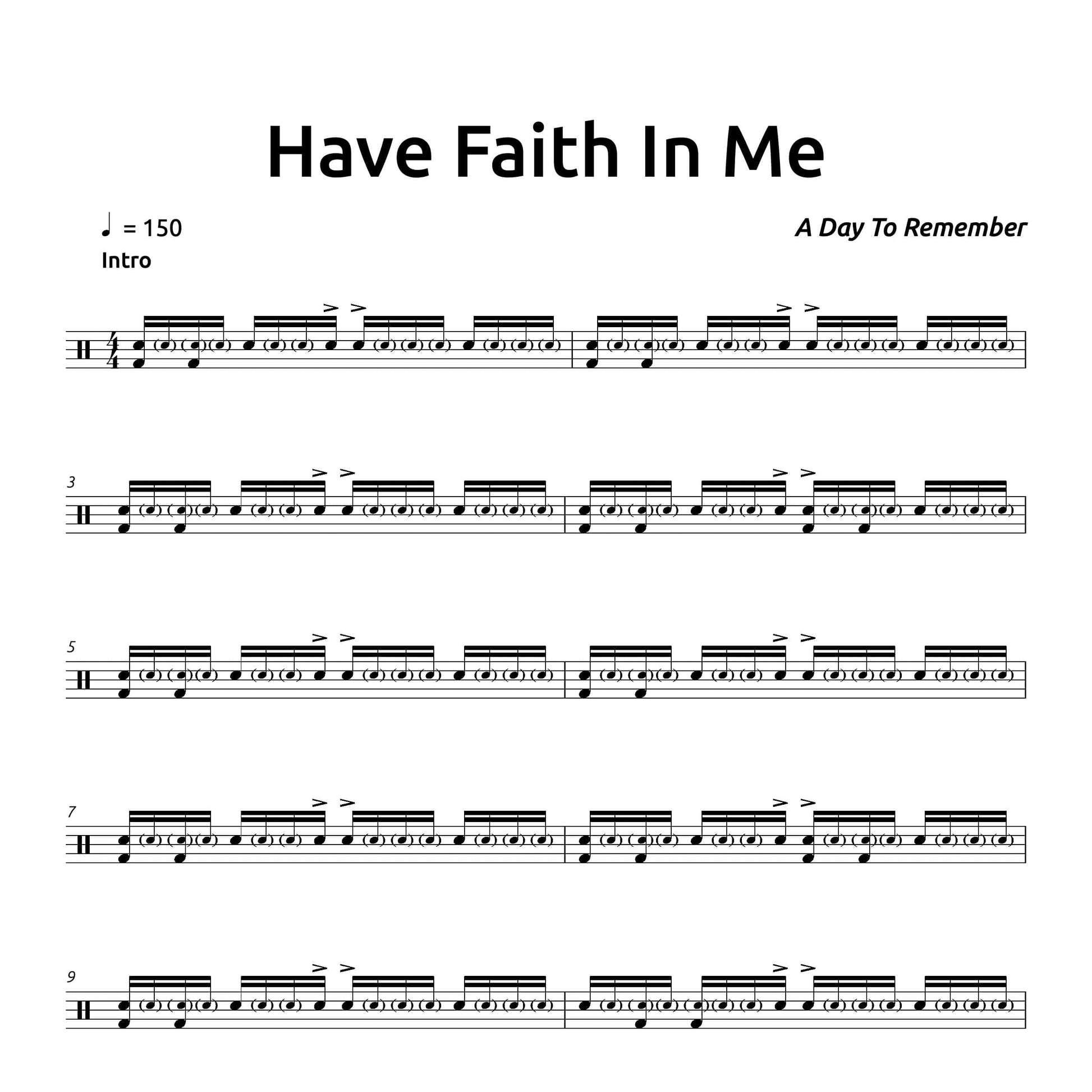 Have Faith In Me - A Day To Remember - Drum Sheet Music PDF Download