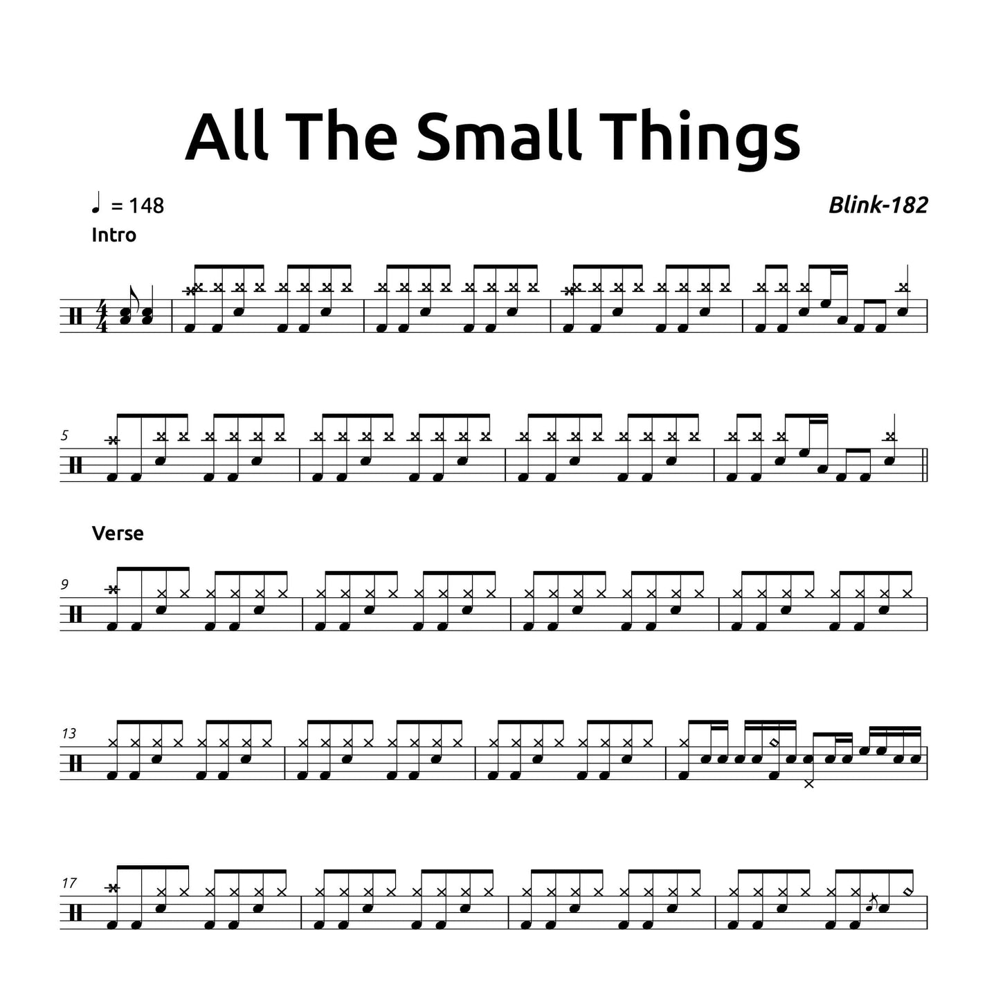 All The Small Things - Blink-182 - Drum Sheet Music - PDF – Drumtion.com