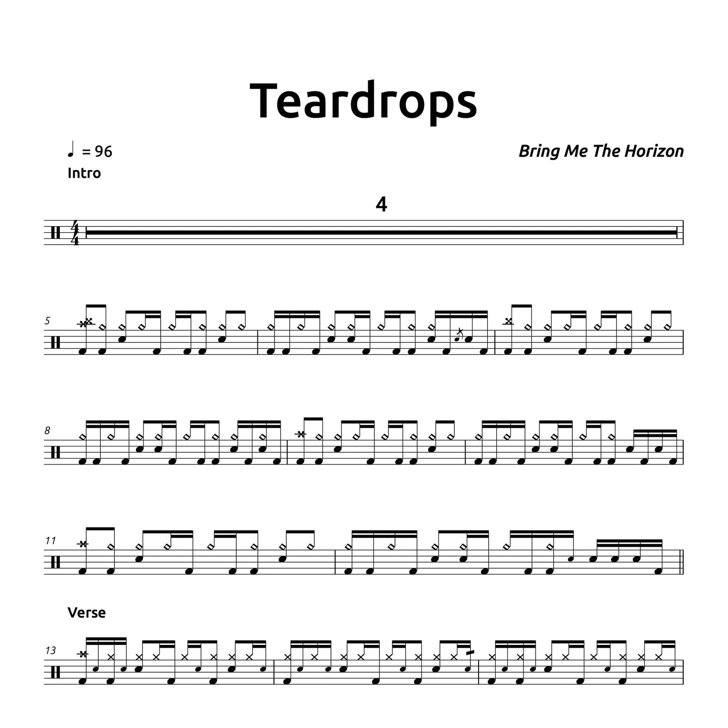 Teardrops - Bring Me The Horizon - Drum Sheet Music