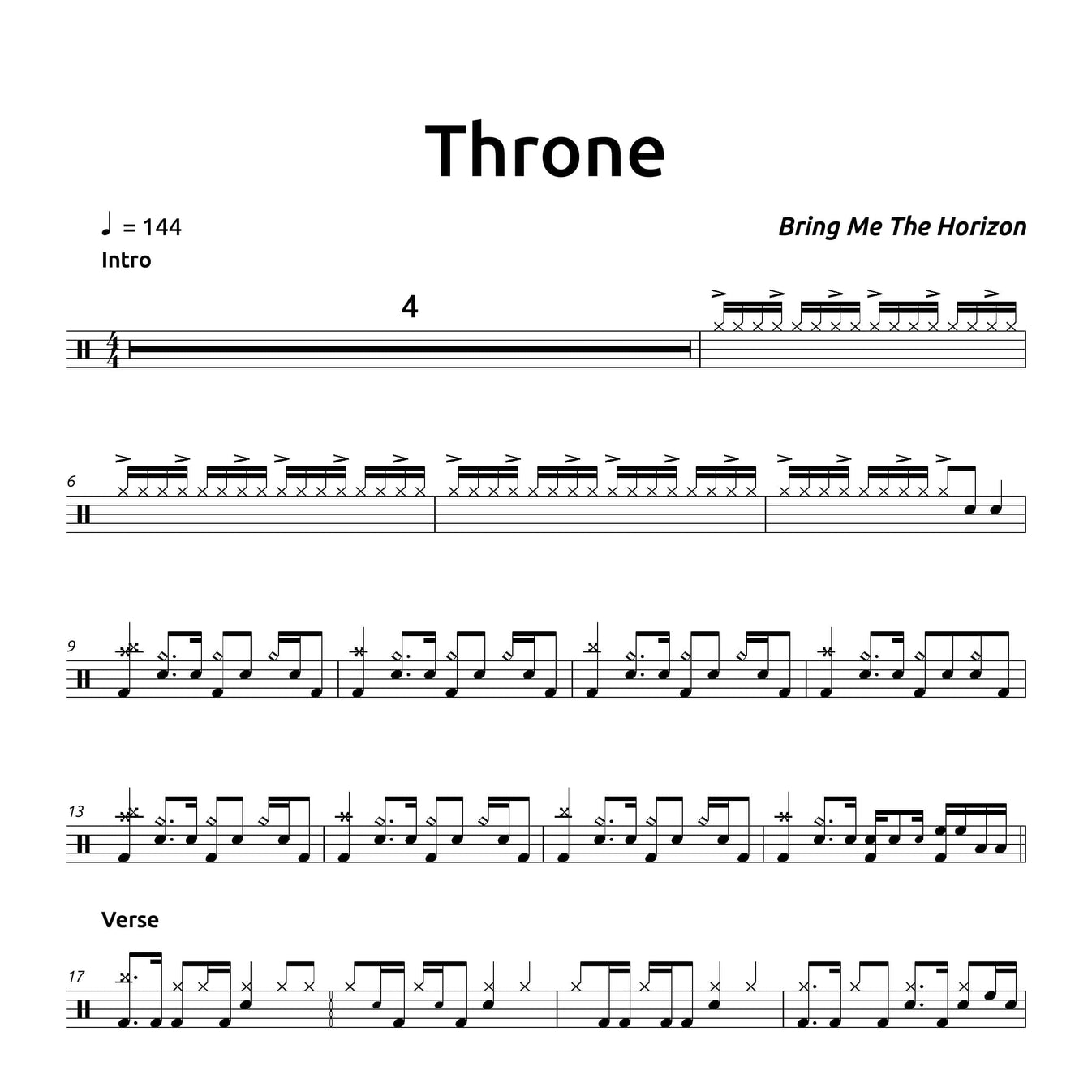 Throne Bring Me The Horizon Drum Sheet Music PDF