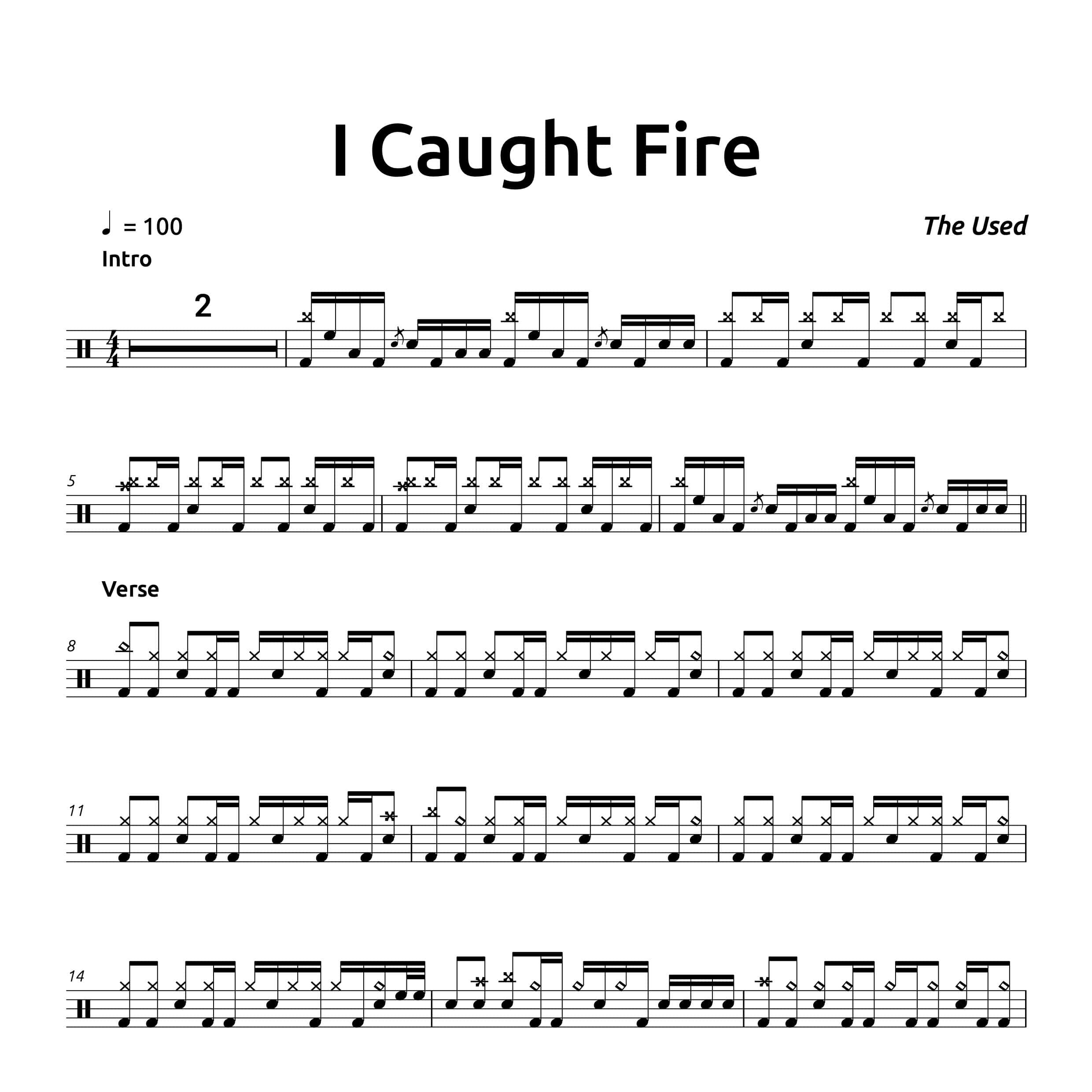 I Caught Fire - The Used - Drum SheetI Caught Fire - The Used - Drum Sheet  